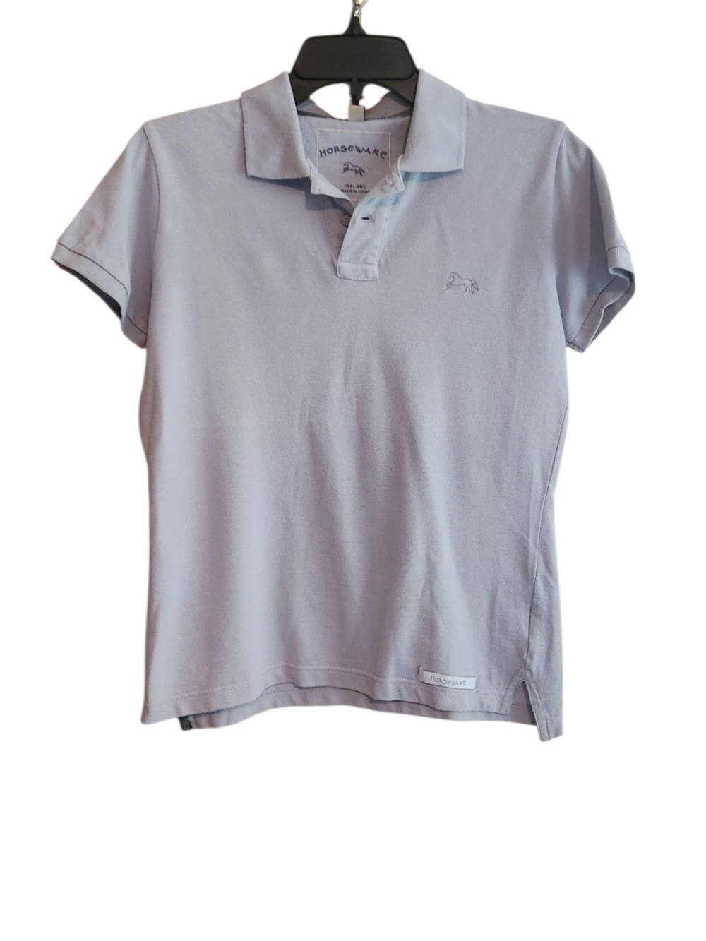 Horseware Ireland Pale Gray Polo With Front Logo And Horse On Back